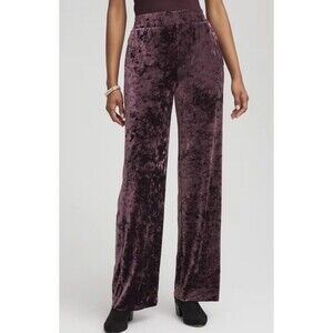 Chico’s Crushed Velvet Wide Leg Pants Size 3 (XL/16/18) Color Night Bloom NWT
